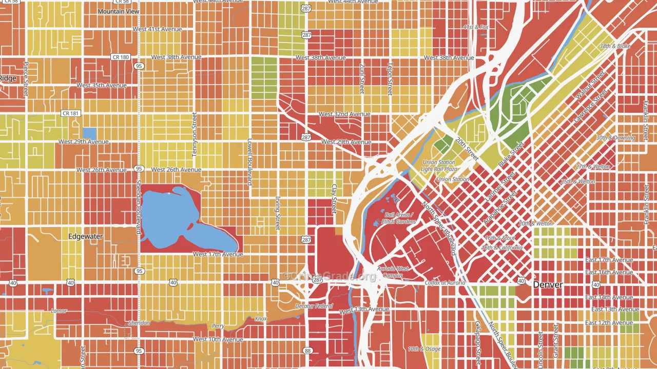 Jefferson Park, Denver, CO Map of Robbery Rates