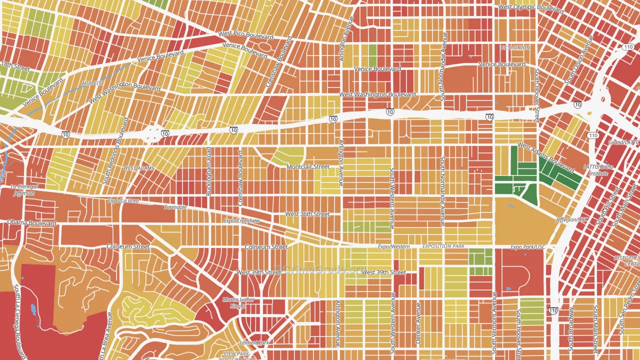 Jefferson Park, Los Angeles, CA Map of Robbery Rates