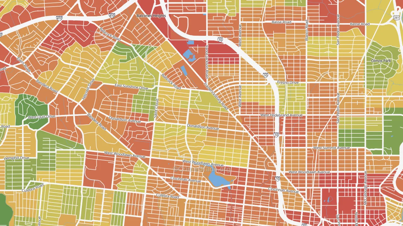 Jefferson, San Antonio, TX Map of Robbery Rates