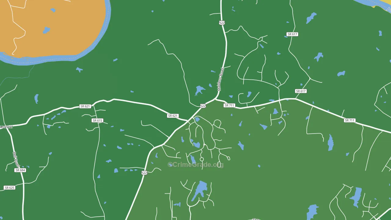 Jefferson, VA Map of Robbery Rates