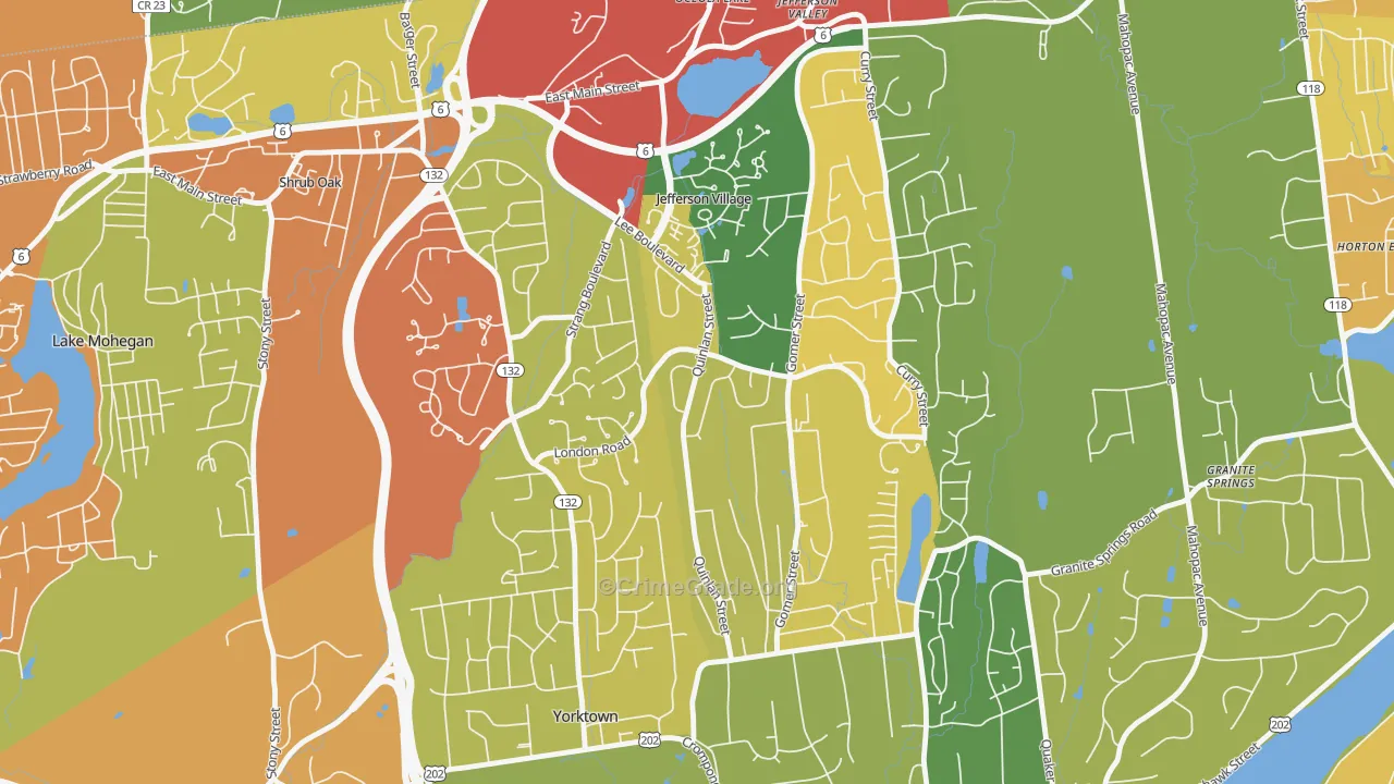 Jefferson Valley-Yorktown, NY Map of Robbery Rates