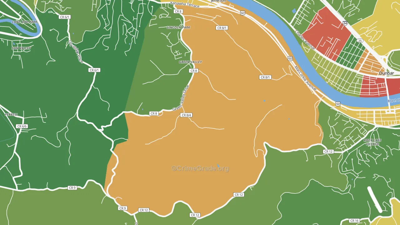 Jefferson, WV Map of Robbery Rates