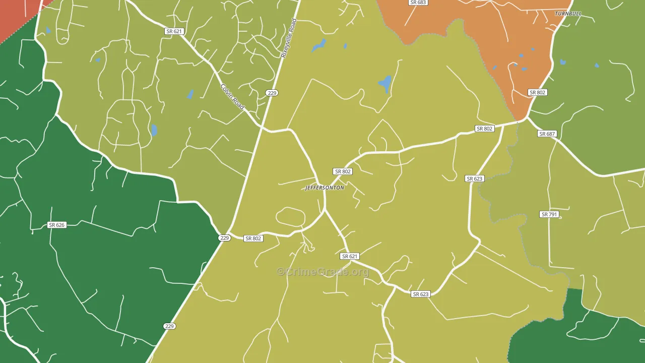 Jeffersonton, VA Map of Robbery Rates