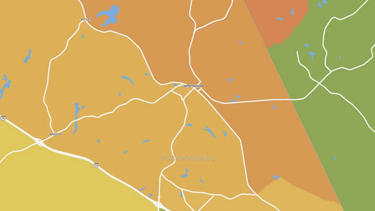 Jeffersonville, GA Map of Robbery Rates