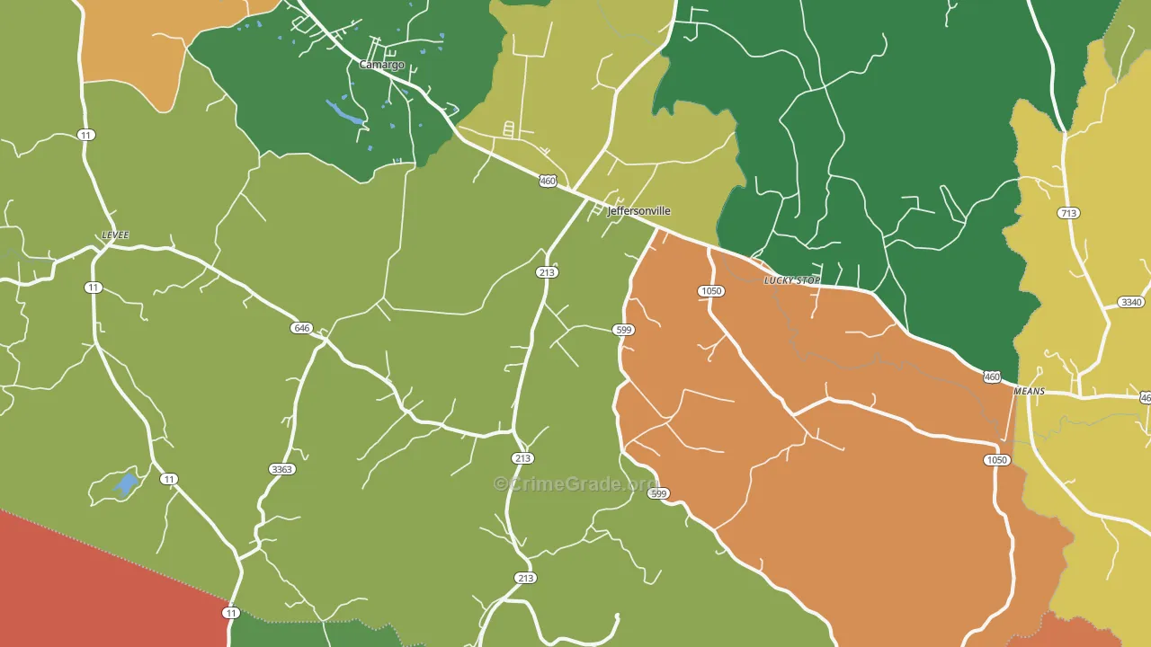 Jeffersonville, KY Map of Robbery Rates