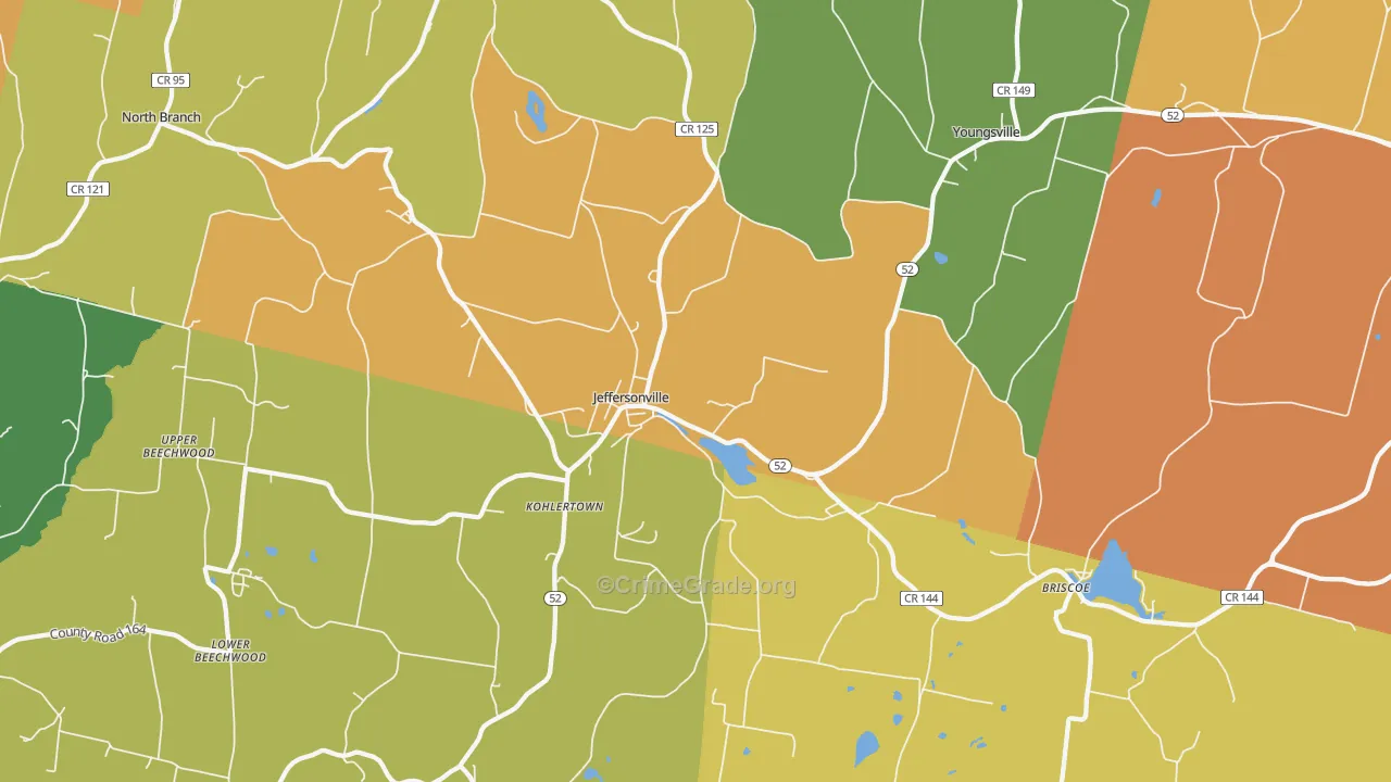 Jeffersonville, NY Map of Robbery Rates