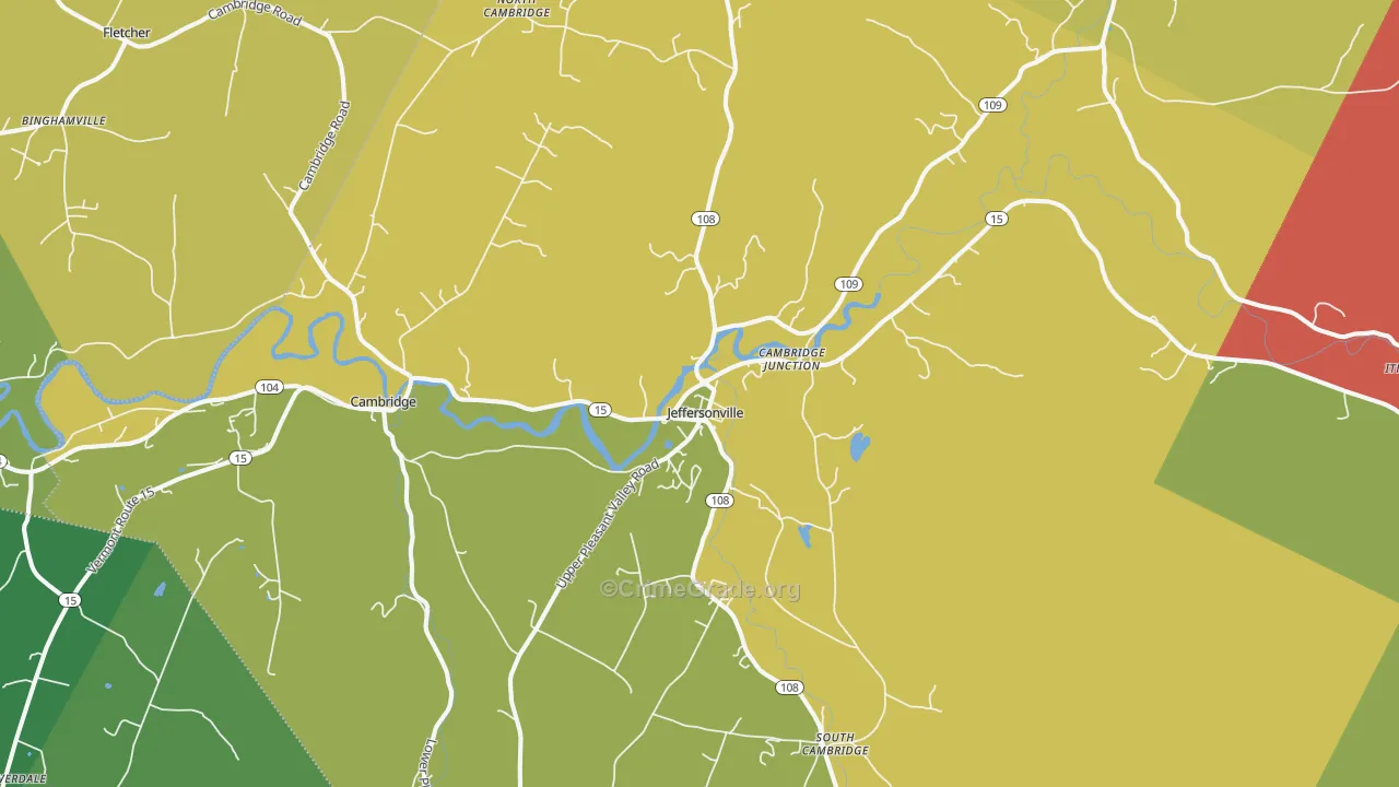 Jeffersonville, VT Map of Robbery Rates