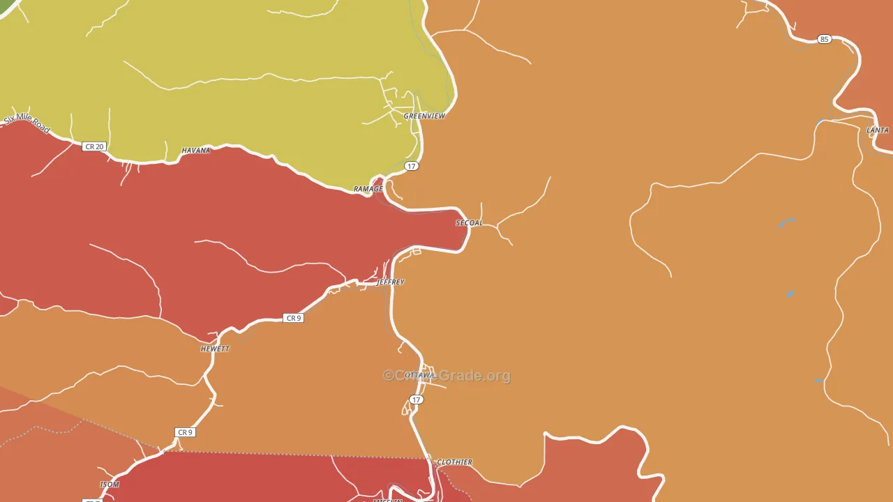 Jeffrey, WV Map of Robbery Rates
