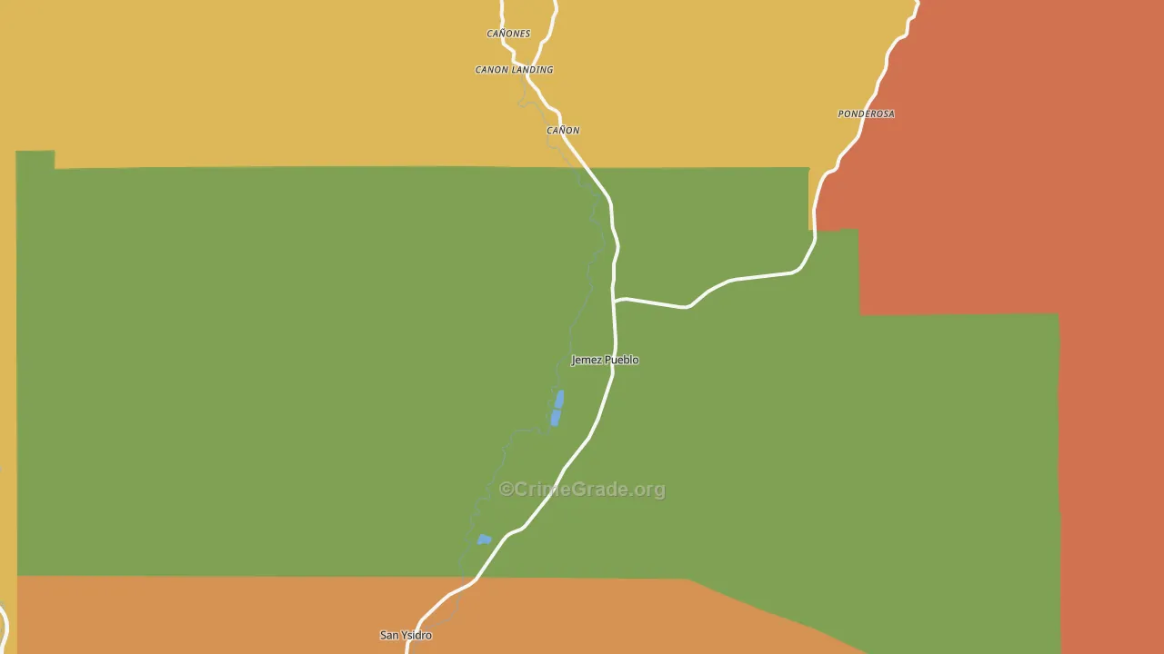 Jemez Pueblo, NM Map of Robbery Rates