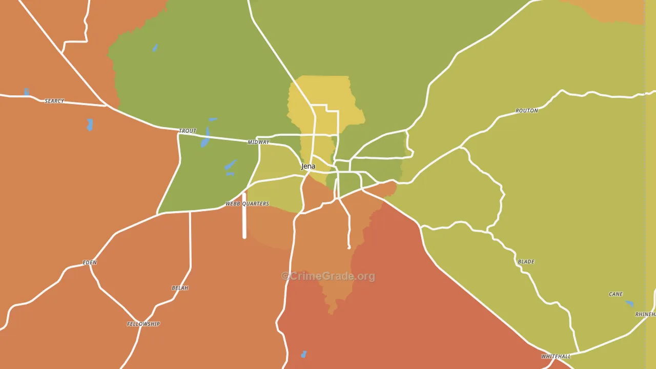 Jena, LA Map of Robbery Rates