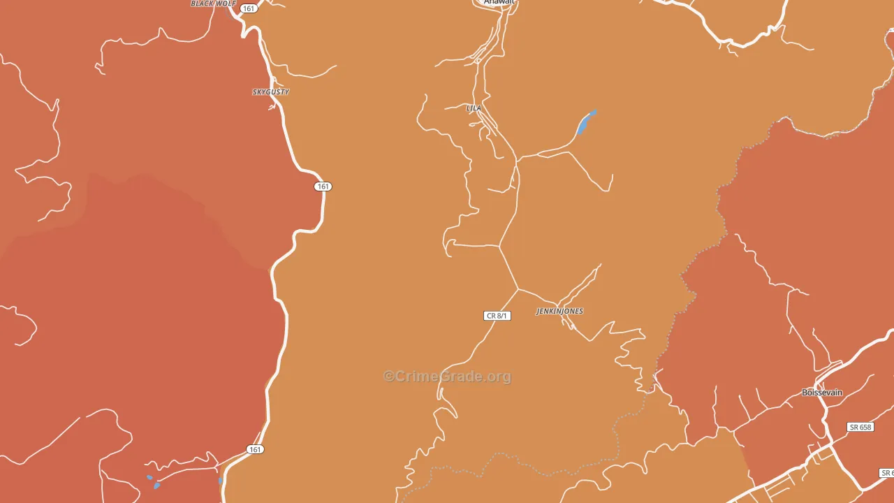 Jenkinjones, WV Map of Robbery Rates