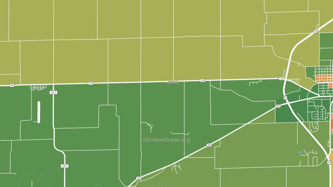 Jenkins, IL Map of Robbery Rates