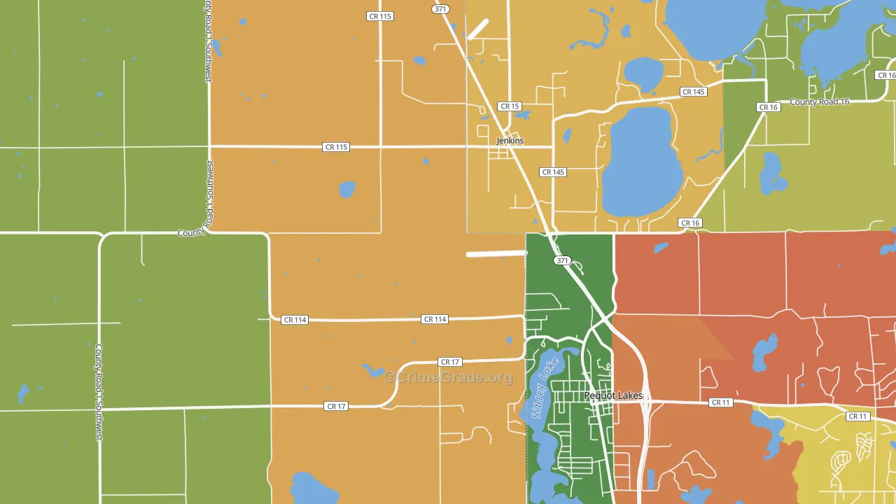 Jenkins, MN Map of Robbery Rates
