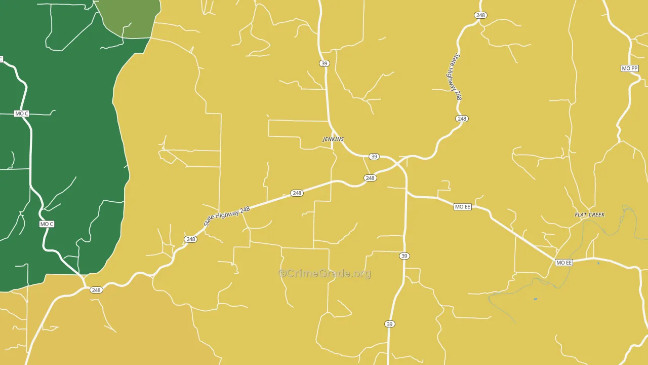 Jenkins, MO Map of Robbery Rates