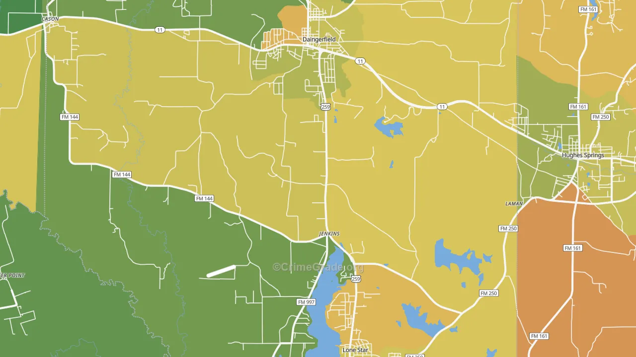 Jenkins, TX Map of Robbery Rates