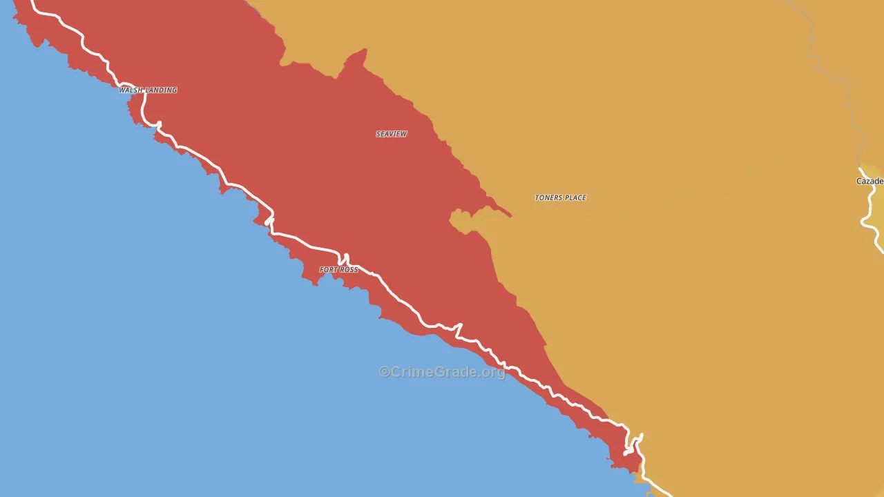 Jenner, CA Map of Robbery Rates