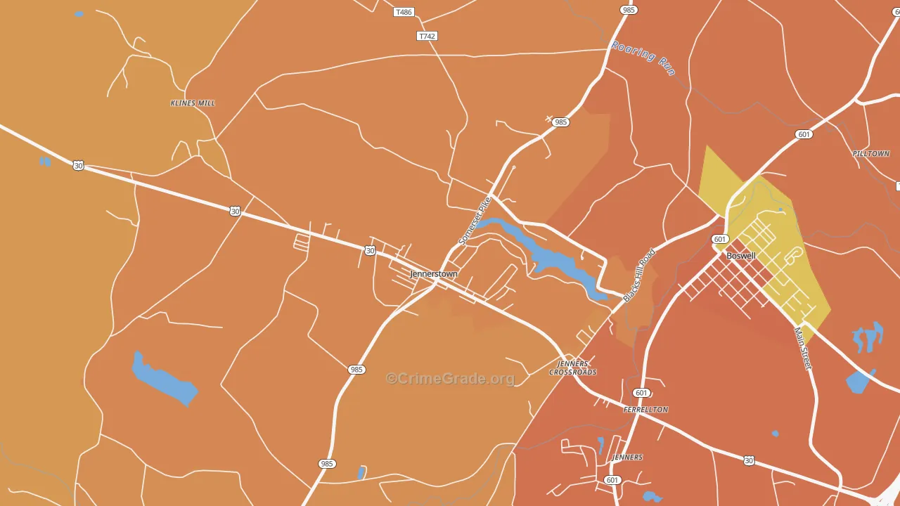 Jennerstown, PA Map of Robbery Rates