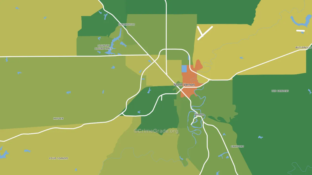 Jennings County, IN Map of Robbery Rates