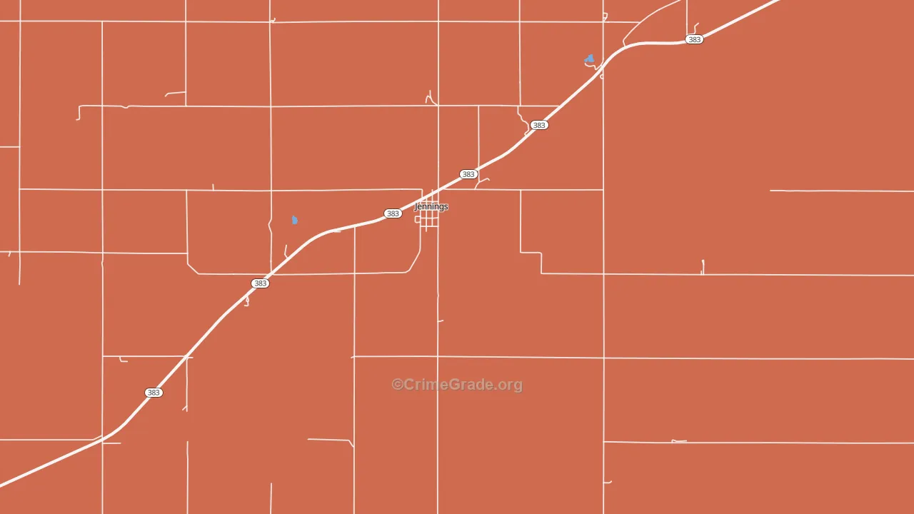 Jennings, KS Map of Robbery Rates