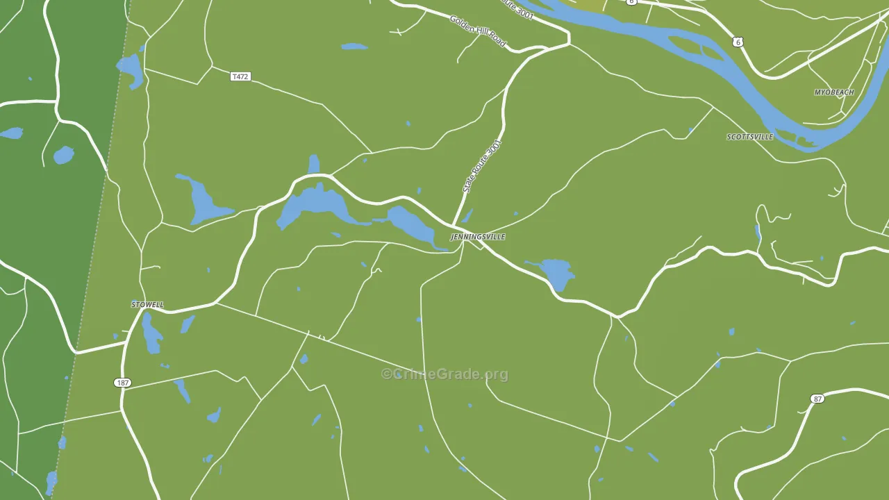 Jenningsville, PA Map of Robbery Rates