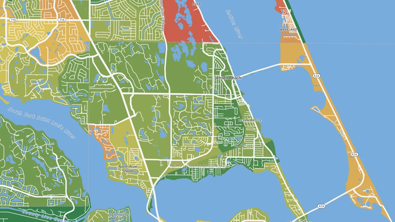 Jensen Beach, FL Map of Robbery Rates