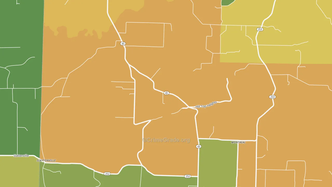 Jenson, AR Map of Robbery Rates
