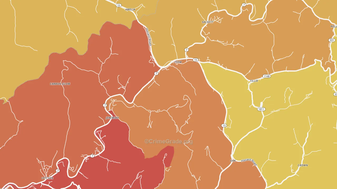 Jeremiah, KY Map of Robbery Rates