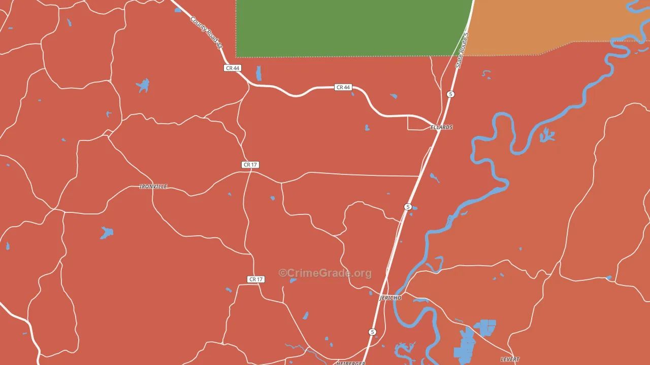 Jericho, AL Map of Robbery Rates