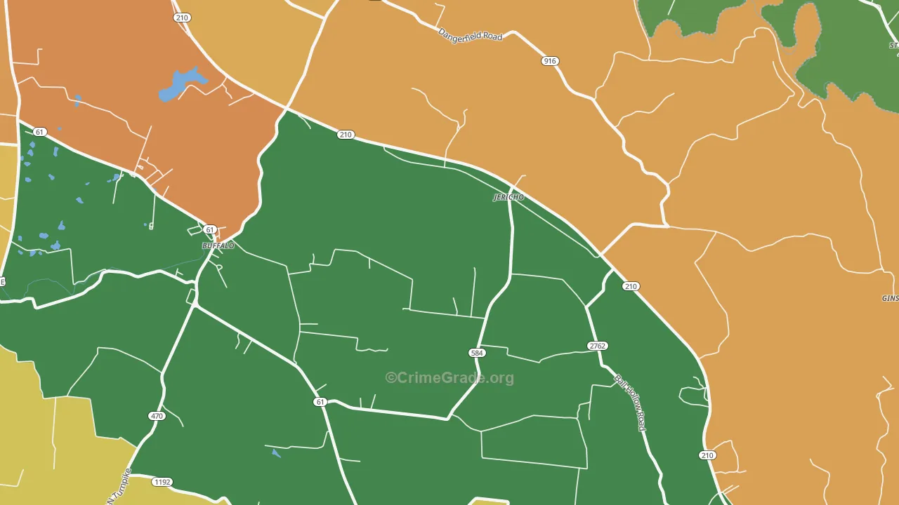 Jericho, KY Map of Robbery Rates