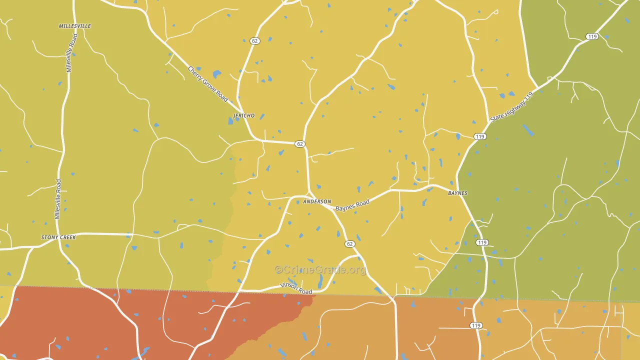 Jericho, NC Map of Robbery Rates