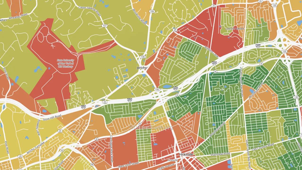 Jericho, NY Map of Robbery Rates