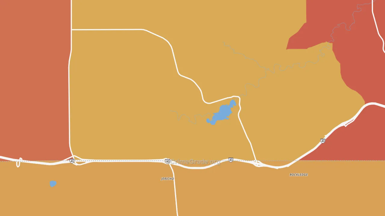 Jericho, TX Map of Robbery Rates