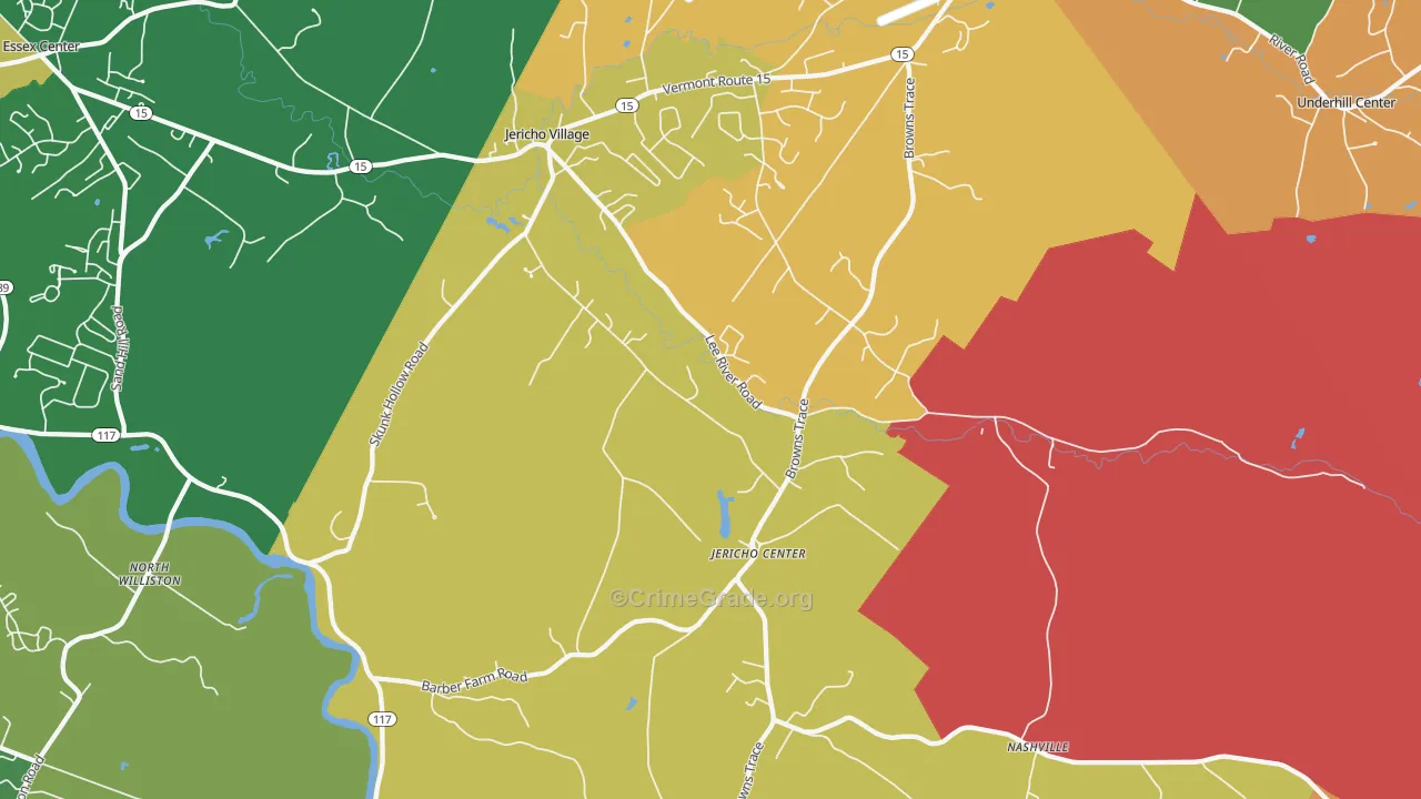 Jericho, VT Map of Robbery Rates
