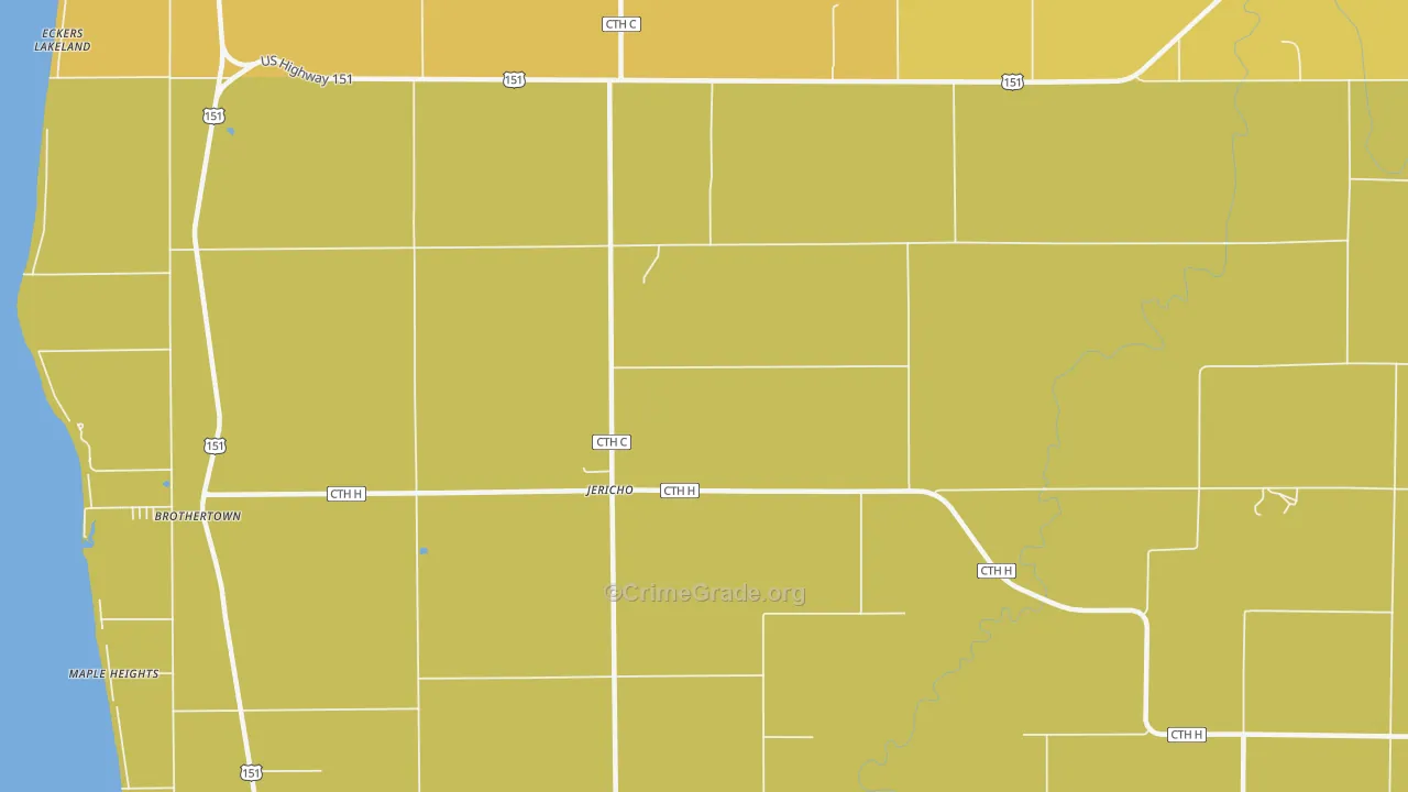 Jericho, WI Map of Robbery Rates