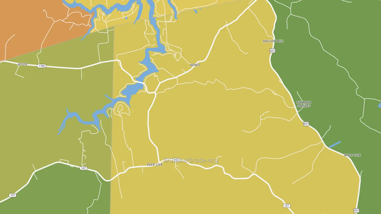 Jerico, KY Map of Robbery Rates