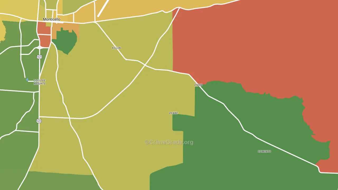 Jerome, AR Map of Robbery Rates