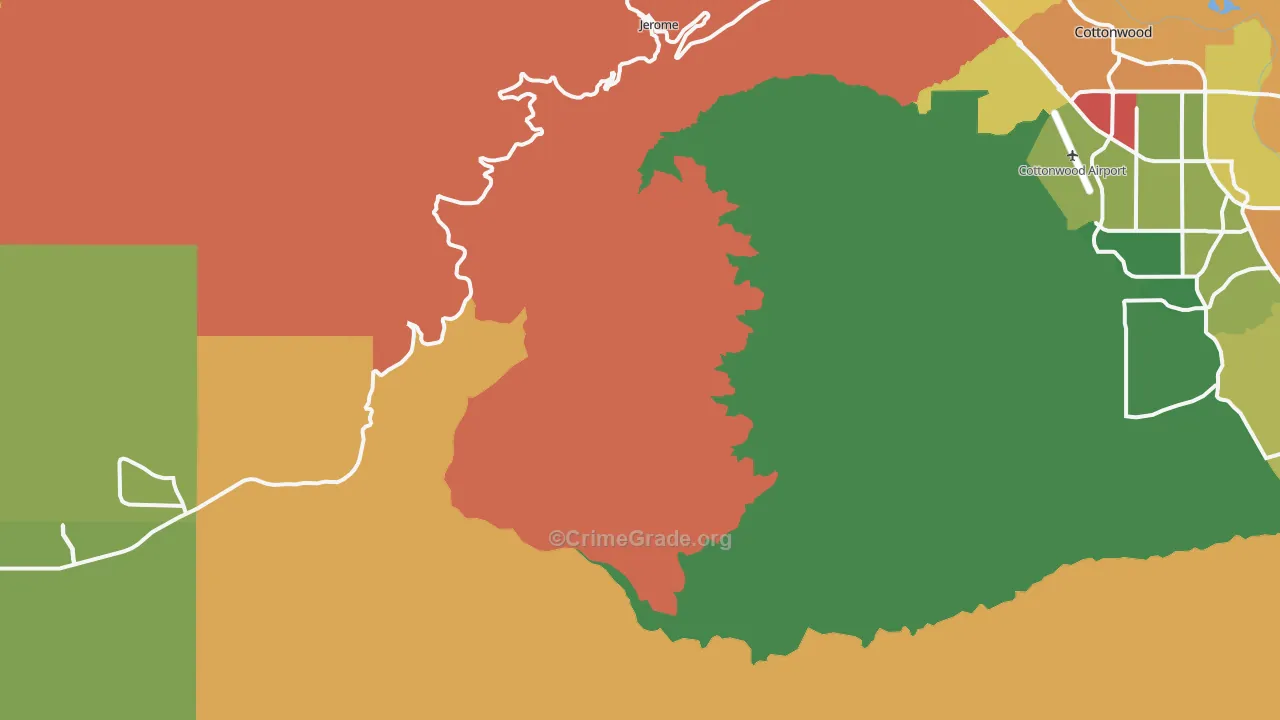 Jerome, AZ Map of Robbery Rates