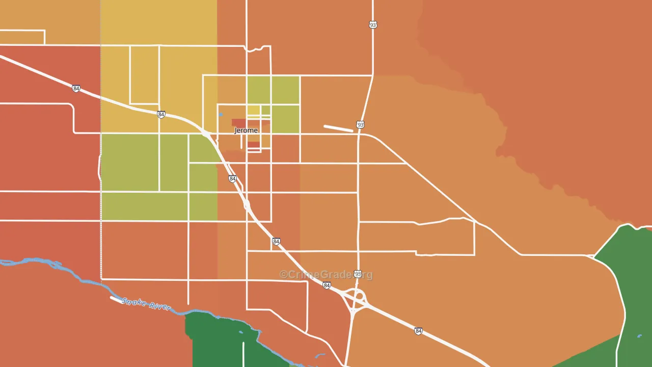 Jerome County, ID Map of Robbery Rates