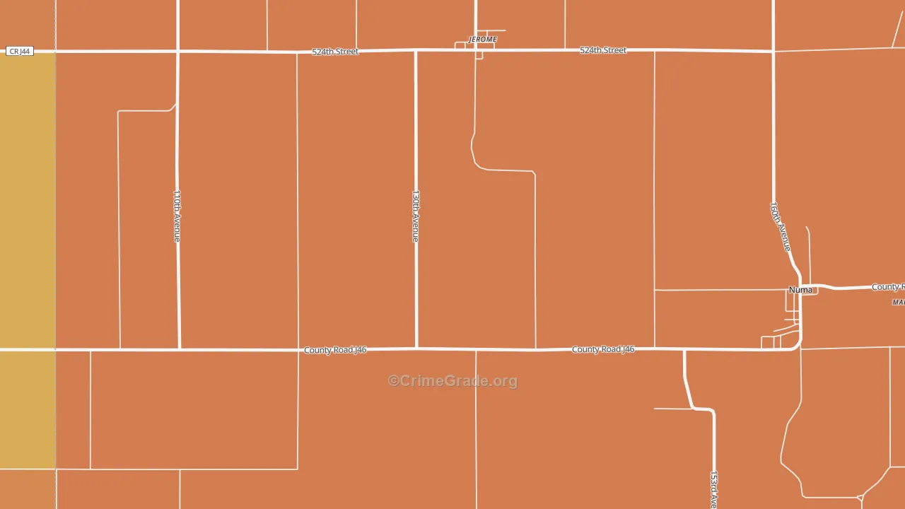 Jerome, IA Map of Robbery Rates