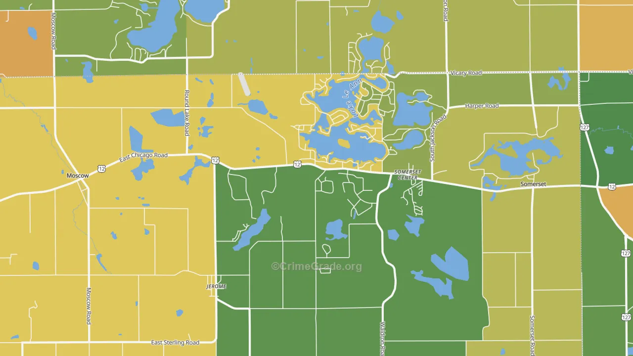 Jerome, MI Map of Robbery Rates