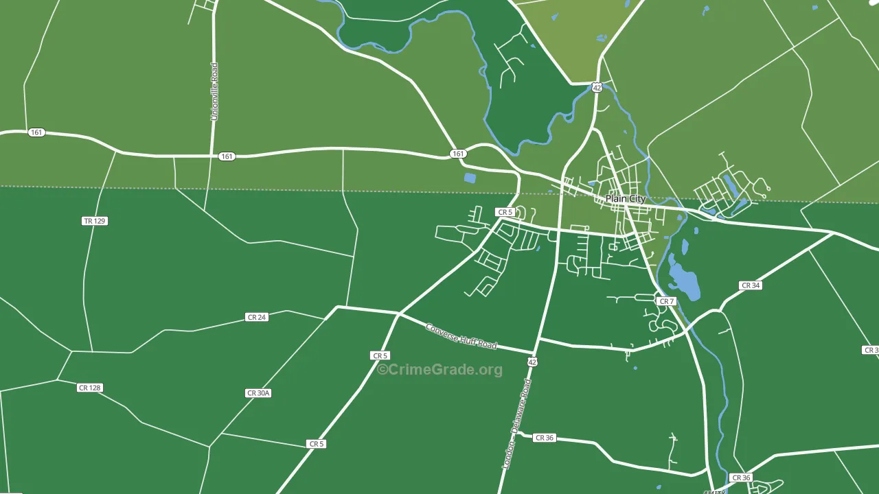Jerome, OH Map of Robbery Rates