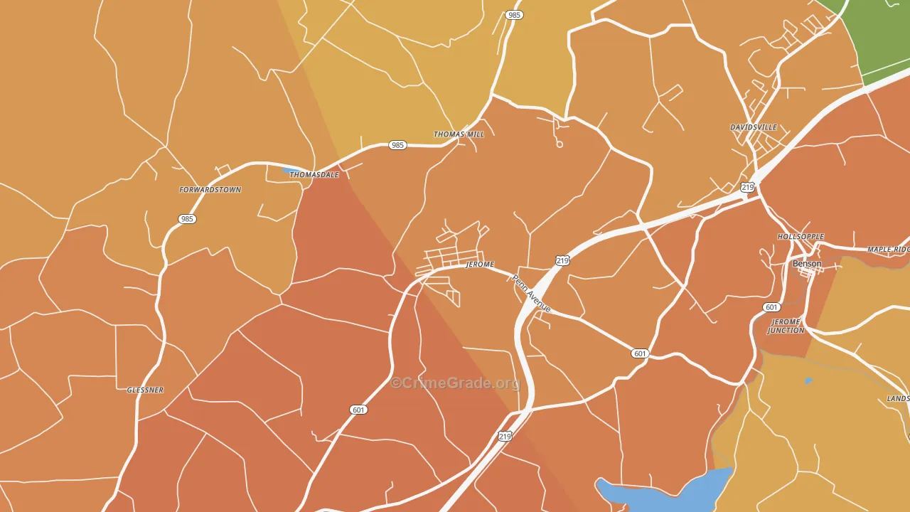 Jerome, PA Map of Robbery Rates