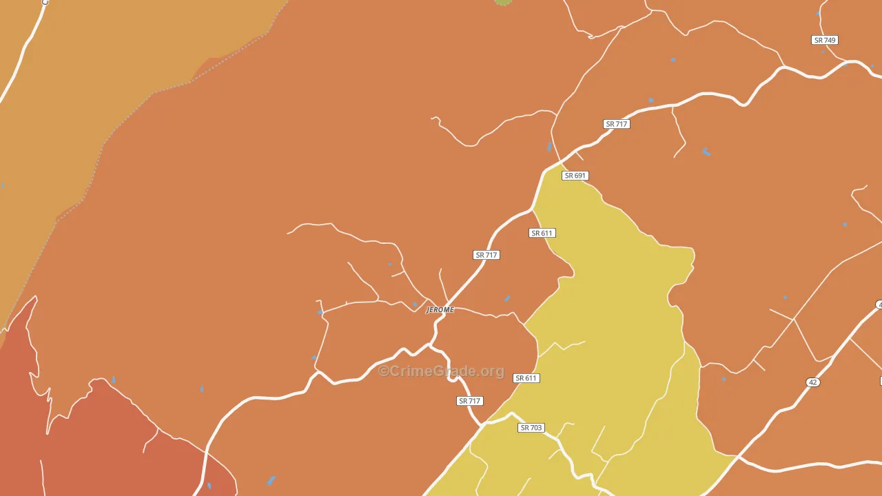 Jerome, VA Map of Robbery Rates