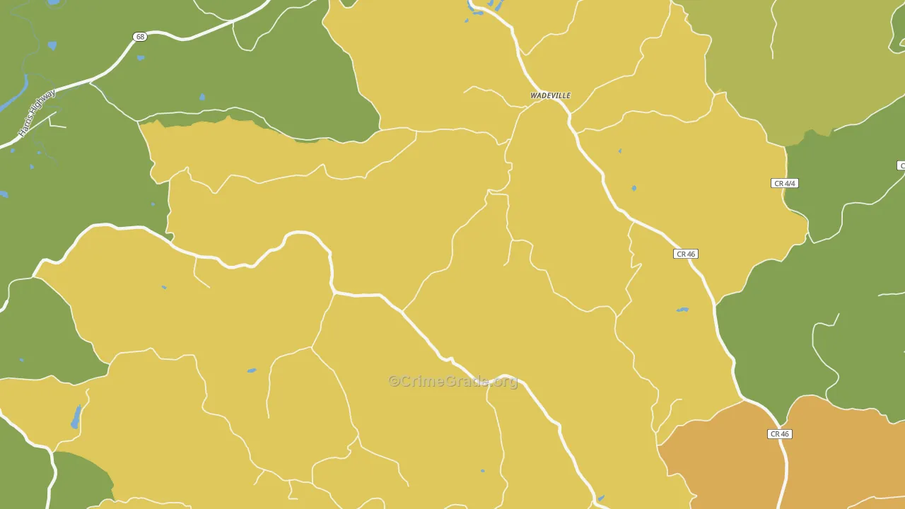 Jerrys Run, WV Map of Robbery Rates