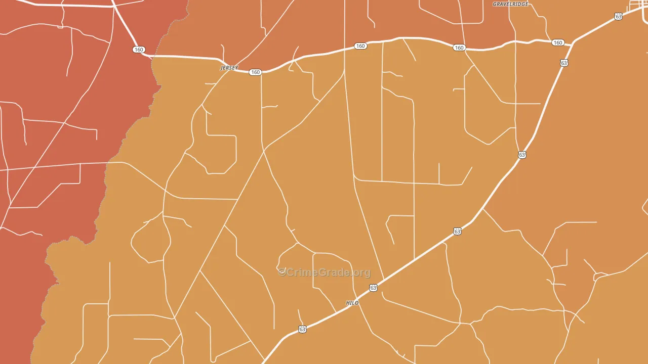 Jersey, AR Map of Robbery Rates