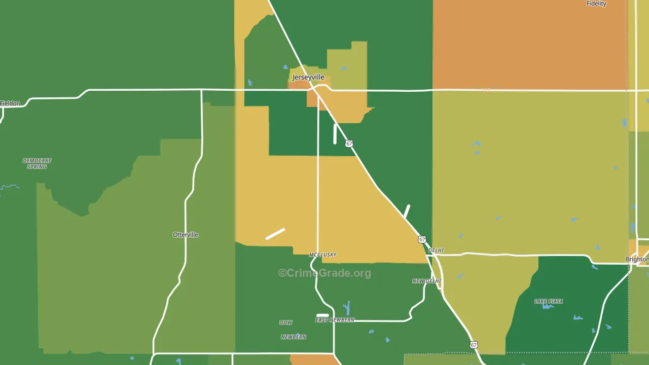 Jersey County, IL Map of Robbery Rates