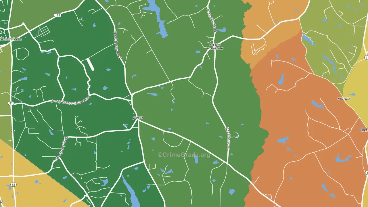 Jersey, GA Map of Robbery Rates