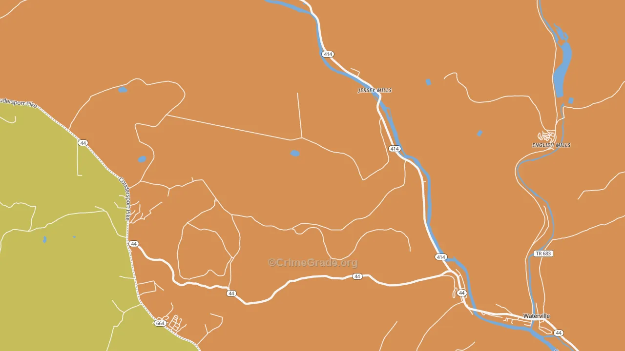 Jersey Mills, PA Map of Robbery Rates