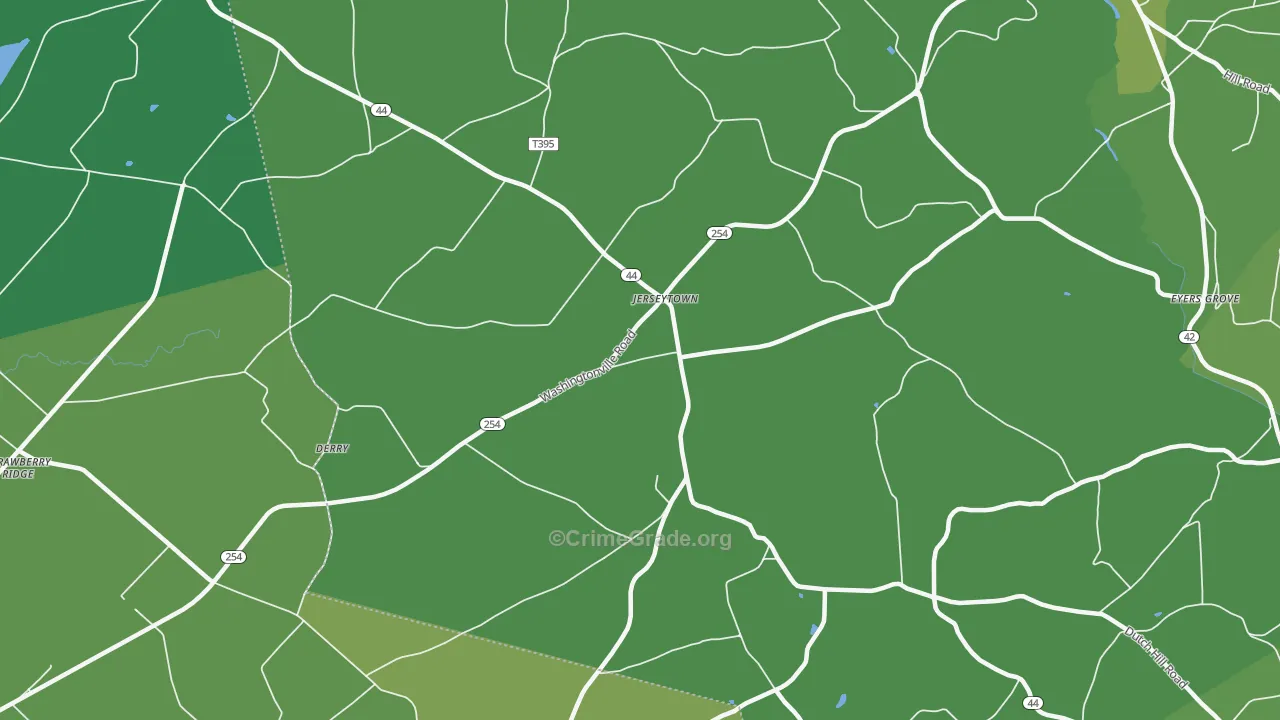 Jerseytown, PA Map of Robbery Rates