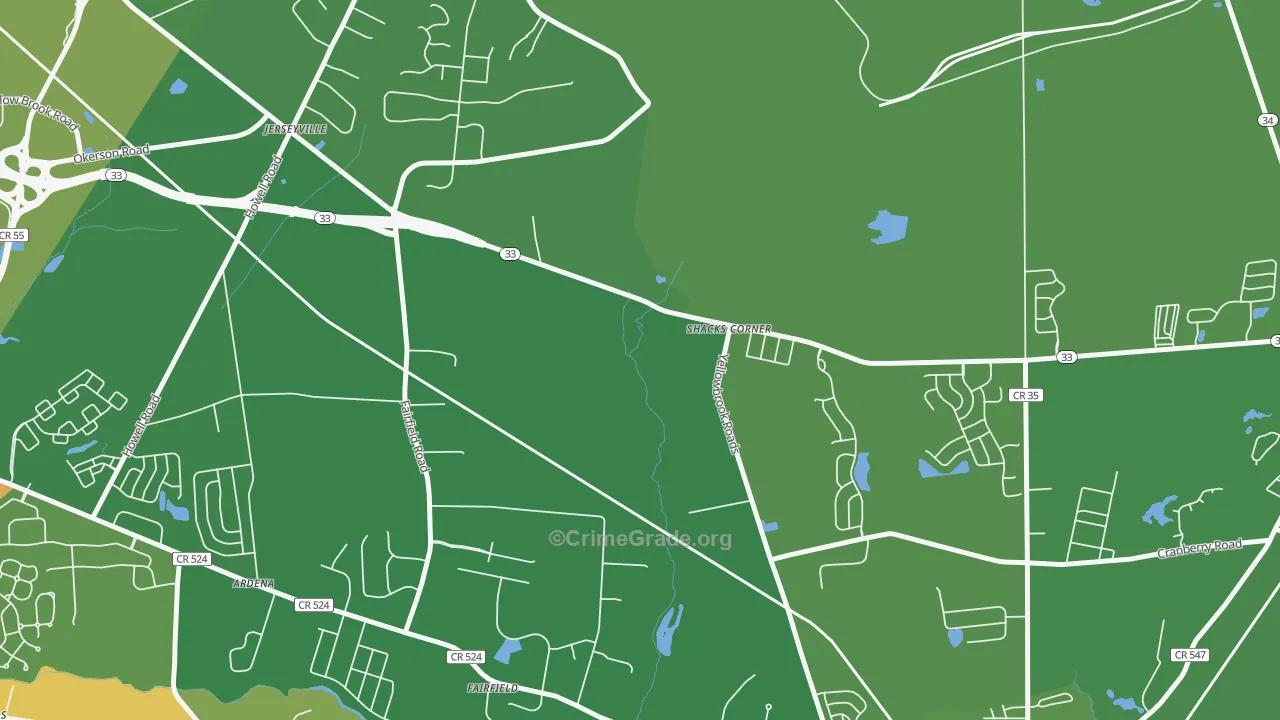 Jerseyville, NJ Map of Robbery Rates